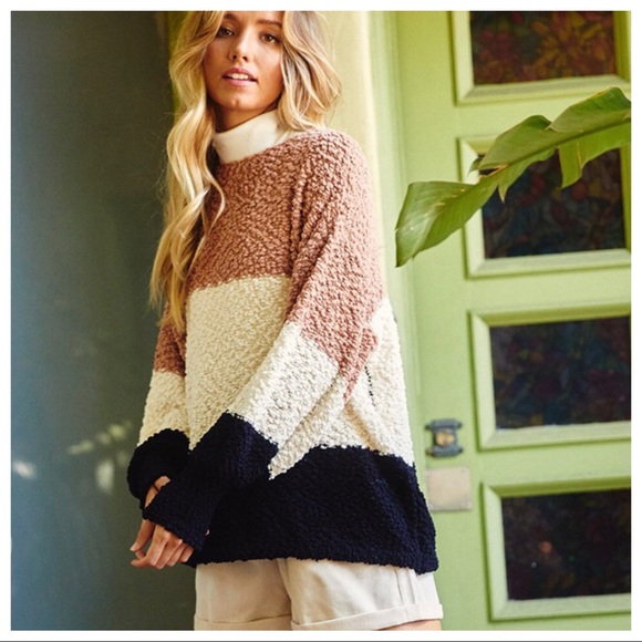 Boho Color block Fall Fabulous Popcorn Sweater - Picture 7 of 7